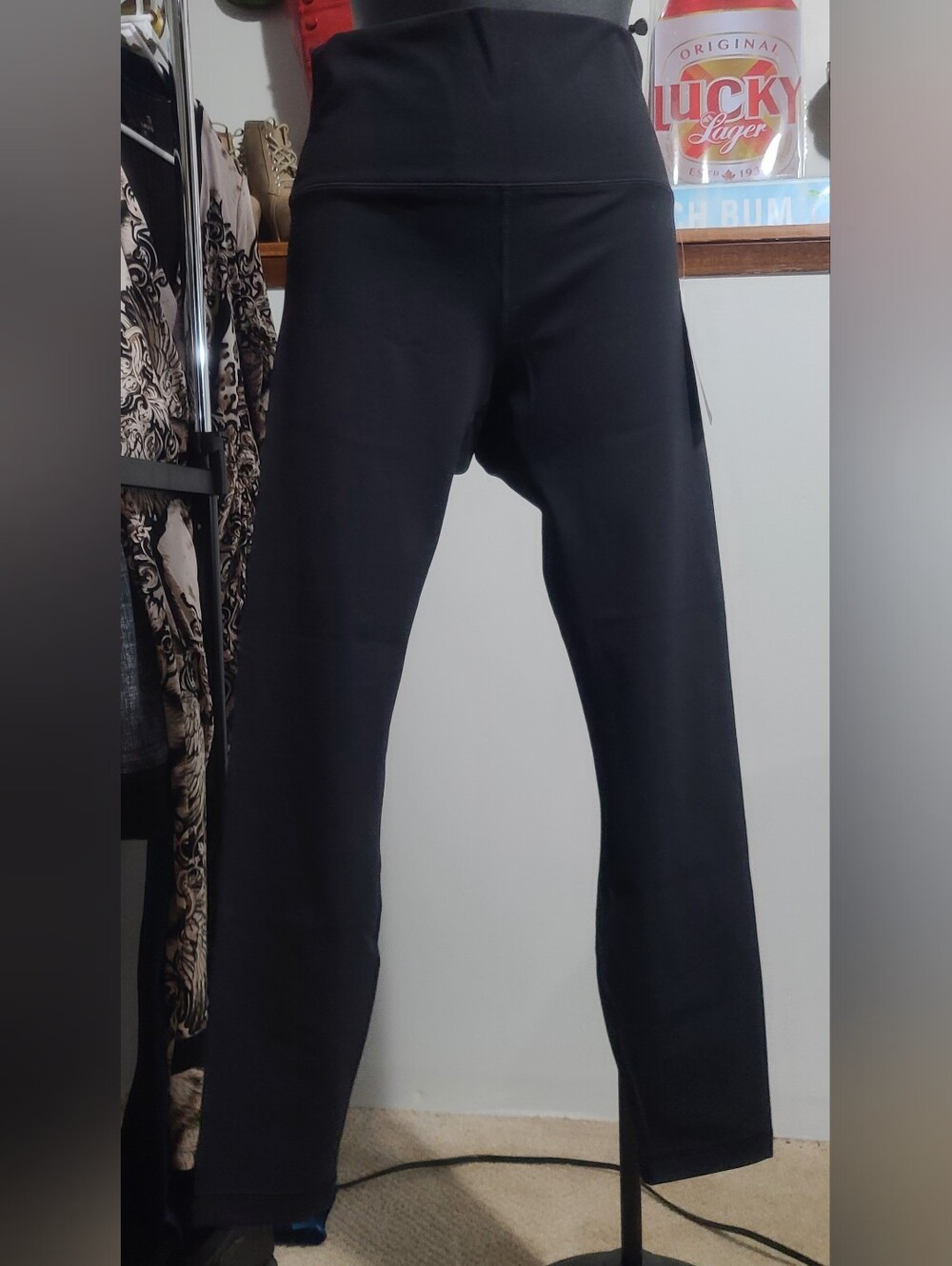 Black High-Waist Leggings with Supportive Waistband - Women's